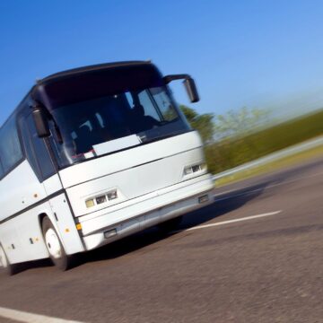 tourist bus on road tourist bus traveling on a highway