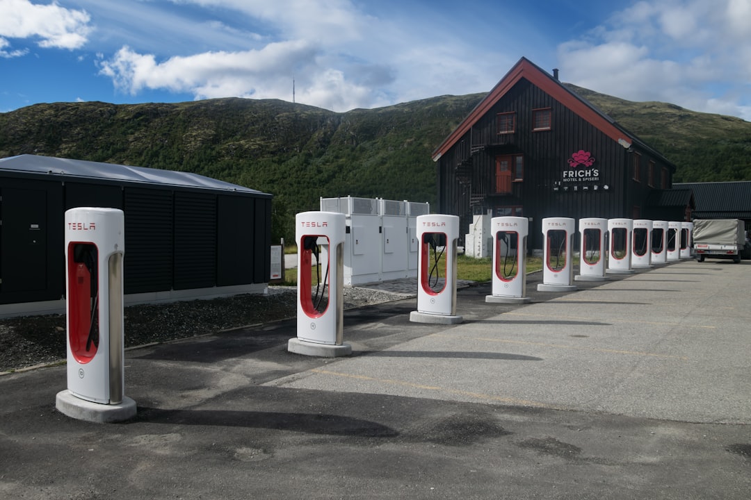 Une rangée de toilettes côte à côte dans un parking
