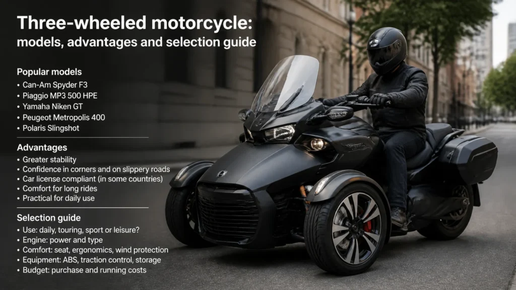Moto à trois roues : modèles, avantages et guide de choix
